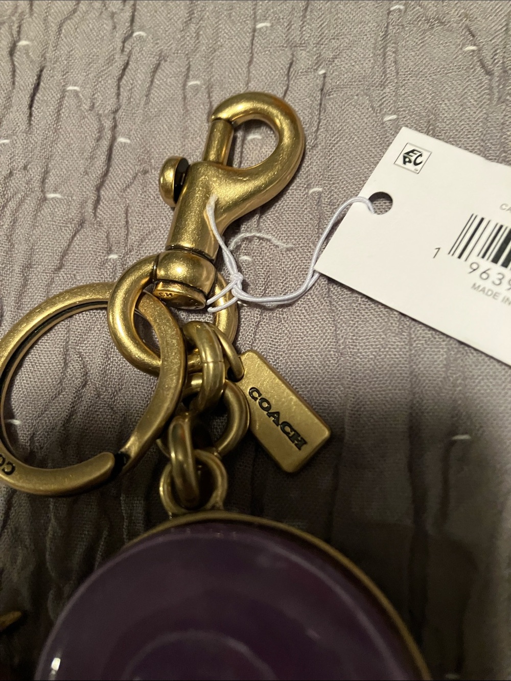 COACH. Snail Keychain Charm with Purple Shell and Gold Hardware. ADORABLE! FIRM - Picture 3 of 11